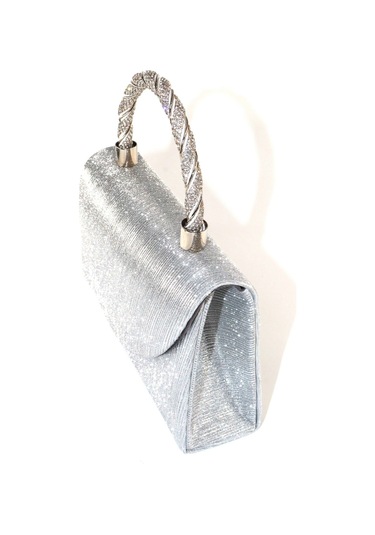 Lazer Kumaş Gümüş Abiye Çanta Taşlı Kadın Abiye Çanta Abiye Çanta Gümüş Düğün El Gri Abiye Çanta