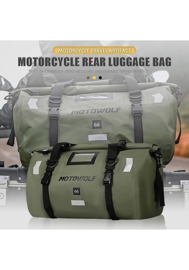Evrensel 66l Motosiklet Su Geçirmez Kuyruk Çanta Kask Yeşil