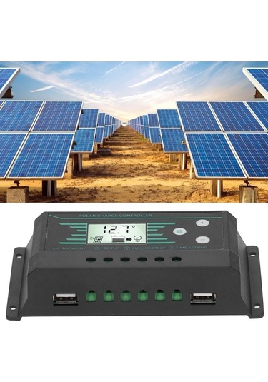 Electric 30a 12v/24v Güneş Şarj Kontrolcüsü, Çift Usb, Lcd Ekranlı, Lampz30 İçin Güneş Paneli Regülatörü