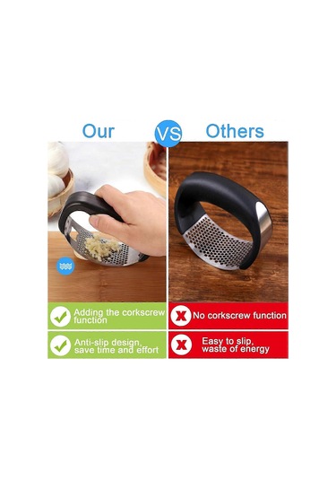 2'si 1 Arada Paslanmaz Çelik Sarımsak Ezici Salıncak, Kavisli Sar Çok Renkli