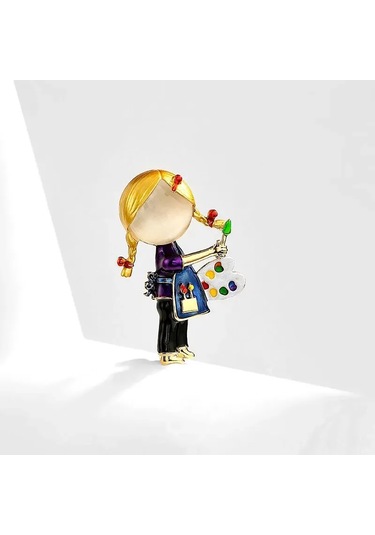 Xiyyadms Sevimli Hemşire Ve Doktor Figürlü Mor Renkli Çiçek Desenli Broş - Çocuk Ve Yetişkinler İçin Şık Aksesuar Gümüş