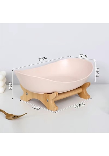 Likeable Yaratıcı Meyve Tabağı Avrupa Seramik Kuru Meyve Tabağı Bambu Ahşap Raf Ev Aperatif Tepsisi Şeker Tepsisi Meyve Sepeti-bej Bej