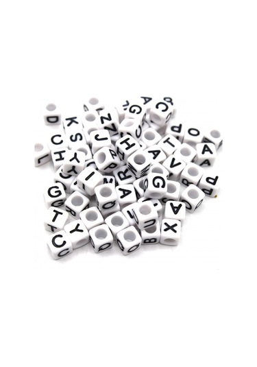 Harf Boncuk Akrilik Küp Beyaz 6 Mm 250 Gr
