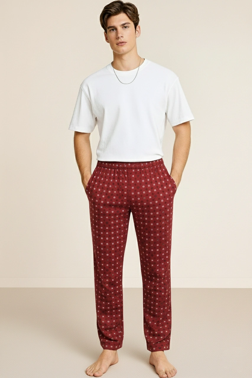 Erkek %100 Pamuk Cepli Ekose Pijama Altı Desen 10 040 Desen 10