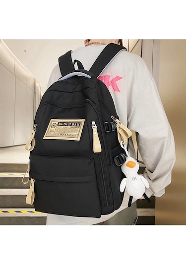 Şık Ve Üzgün Öğrenci Okul Çantası-siyah
