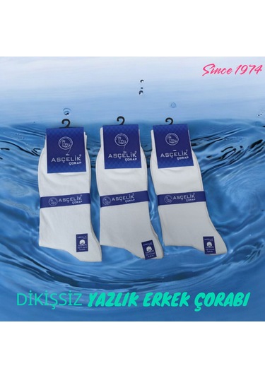 Asçelik 3 Lü Dikişsiz Yazlık Erkek Çorap Beyaz Çok Renkli