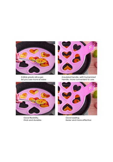 Honmex Kırmızı Yıldız Şekilli Silikon Yumurta Pişirme Kalıbı - 7 Delikli Non-stick Diğer