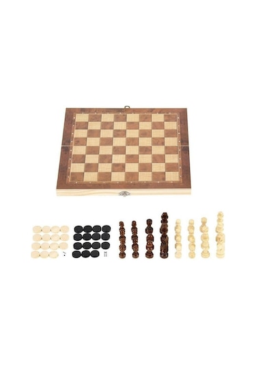 Sones 44 X 44 Cm 3'ü 1 Arada Ahşap Satranç Takımı Çocuklar Ve Yetişkinler İçin Katlanabilir Satranç Tahtası
