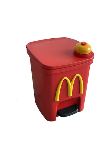 Snapbuy Sevimli, Kalın Malzemeli, Pedallı 11 Lt Çöp Kovası Mcdonald's 3d + Zil Aksesuarlı Çok Renkli