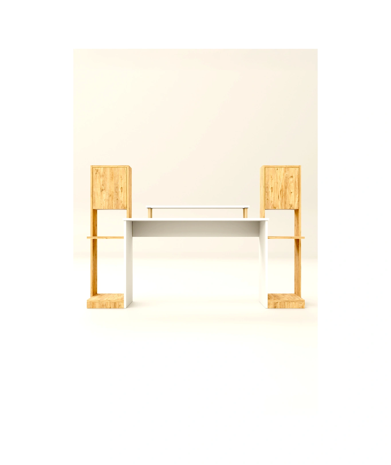 Throne Dolaplı, Kitaplıklı, Raflı Çalışma Masası, Bilgisayar Masası, Çocuk Çalışma Masası Atlantik Çam Atlantik Çam