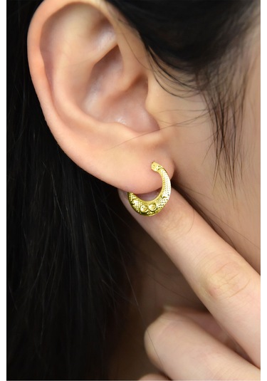 925 Ayar Gümüş Altın Kaplama Sonsuzluk Desenli Halka Kadın Küpe