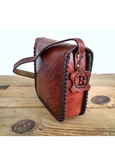 El Yapımı Deri Çanta Bayan Kahve Kahverengi