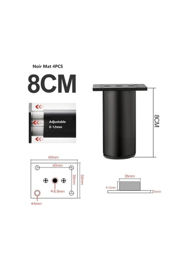 Siyah 4 Mat Mobilya Ayağı, 80 Mm Alüminyum, Tv Sehpası Ayakları, P Diğer