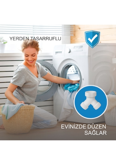 2 Adet Y Çatal Bağlantı Aparatı + Conta 3/4 İnç Girişli Çamaşır