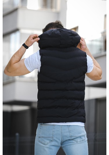 Giaco Slim Fit Kapüşonlu Suya Dayanıklı Puffer Erkek Şişme Yelek 001