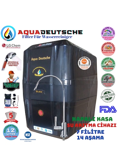 Pompalı Montaj Dahil 12 Lt. 7 Fil. 14 Aşama Su Arıtma Cihazı