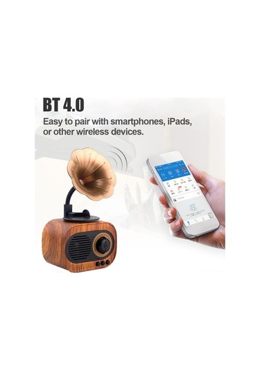 Flybuy Retro Stil Kablosuz Bluetooth Hoparlör, 5w Ahşap Dış Mekan Ses Sistemi