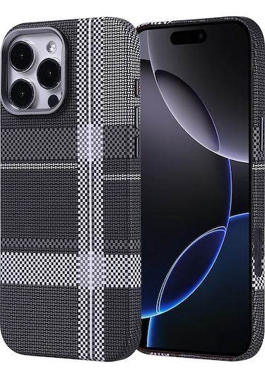 İphone 16 Pro Uyumlu Kılıf Magsafe Şarj Özellikli Karbon Fiber Görünümlü Zore Nekst Kapak - Siyah Siyah