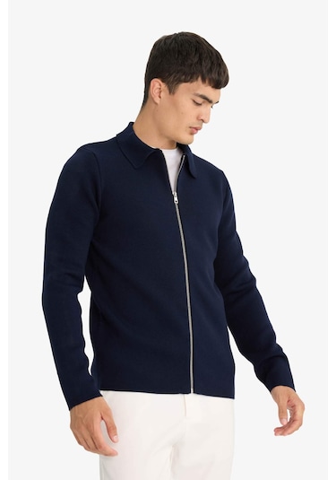 Defacto Standart Fit Polo Yaka Triko Hırka D3592ax25wnnv64 Lacivert