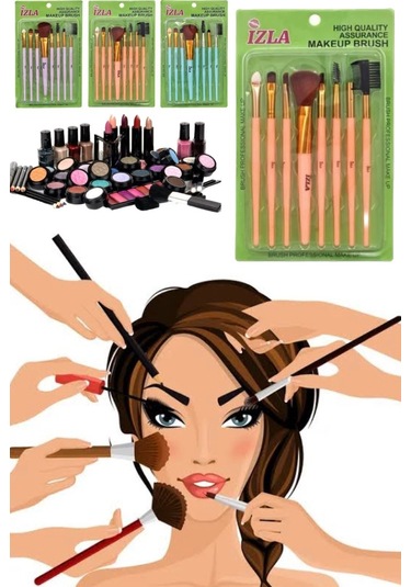 İzla Profesyonel Makyaj Fırçası Seti 8'li