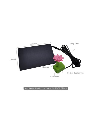 Lemestar Güneş Enerjili Lotus Desenli Kuş Yıkama Fontanı - 9 Farklı Nozel, 10-100cm Su Yüksekliği, 9v/1.8w, Çiçek Şekilli, Bahçe Ve Havuz Dekoru