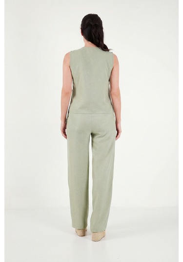 Lela Regular Fit Bağlama Detaylı Bisiklet Yaka Takım Bayan Takım 5866466 Olive Yeşil