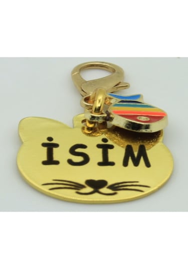 Caramelos Isimli Kedi Tasması Künyesi- Paslanmaz Metal- Çelik