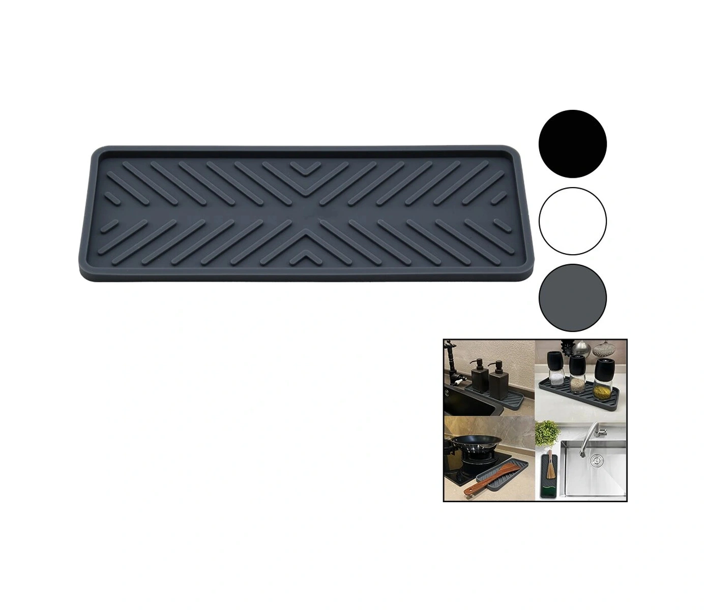 Organizer - Silikon Mutfak Lavabo Düzenleyici Renkli Mat 22.5 X 9cm Brkt-178617 Kahverengi