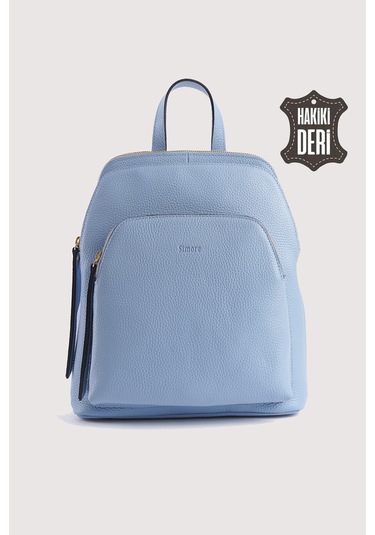 Hakiki Deri Kadın Sırt Çantası Açık Mavi Smr9209 Açık Mavi