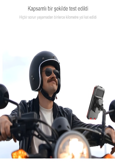 Su Geçirmez Motosiklet Ayna Gidon/direksiyon Montajlı Telefon Tutucu Titreşim Önleyici - Pro Mat Siyah