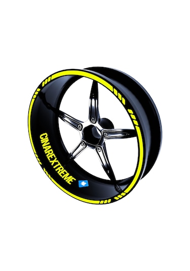 4 Parçalı Kesikli Tasarımlı Floresan Sarı Jant Şeridi Sticker Çınar Extreme