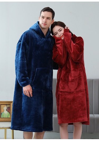 Mulberry Wellsoft Unisex Kapüşonlu Giyilebilir Tv Battaniyesi Oversize 2'li