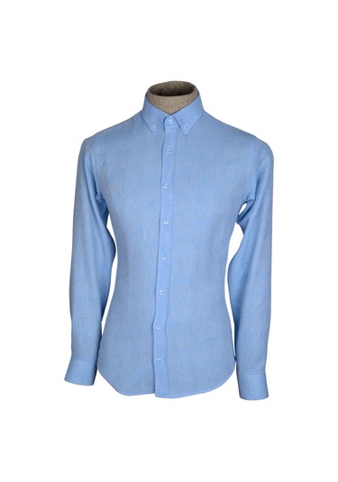 Cengiz İnler Yaka Düğmeli Kendinden Desenli Erkek Slimfit Gömlek 001