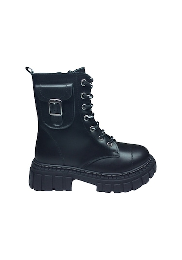 OrtopedikAL Turkuaz Filet Kız Çocuk Bot % 100 Deri Ortopedik Siyah