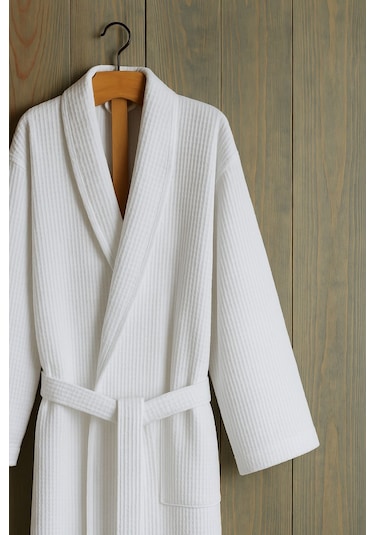 Formeya Gofret Desen Beyaz Lüks Bornoz Çeyizlik Bornoz L/xl Beyaz