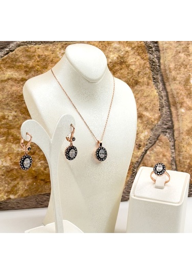Elmas Montür Rosegold Oval Spor Gümüş Set Takım Rose Gold