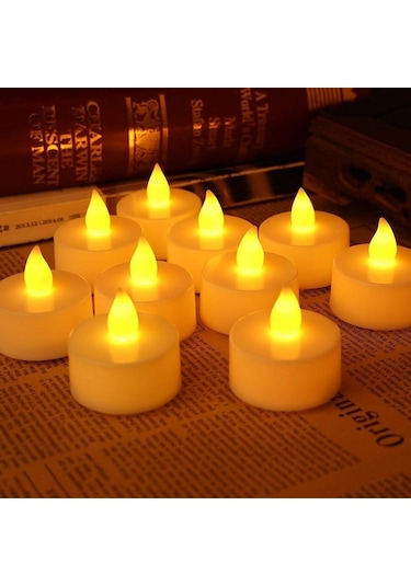 Led Işıklı Mum Gün Işığı Pilli Led Işık Mum Pilli Mum Gün Işığı Led 48 Adet Vıp Ultra Canlı Yanar
