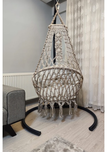 Tek Kişilik Makrome El Örgüsü Salıncak Bej Mis38002 Bej