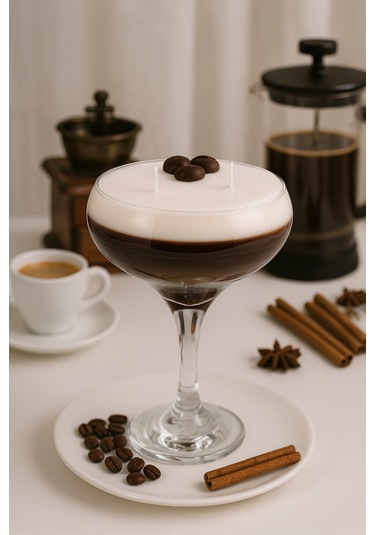 Kahveli Mum Martini Bardağında Kahveli Martini