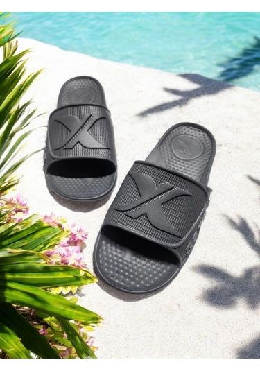 Erkek Eva Kaydırmaz Taban Islak Zemin X Plaj,deniz,havuz Terlik Gri