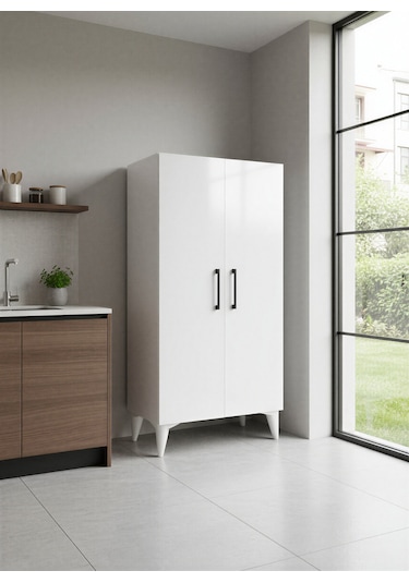 Aruat 4 Raf'lı Çok Amaçlı Kullanım Sunan Kapaklı Dolap 35 110 Beyaz