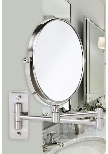 Makyaj Aynası Krom Duvar Aynası Çift Taraflı Büyüteçli MB024