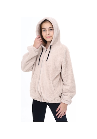 Toontoy Kız Çocuk Peluş Hırka Bej