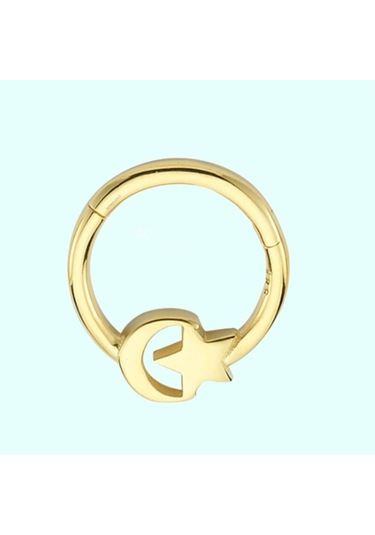 Altın Halka Piercing Ayyıldız 14 Ayar Altın