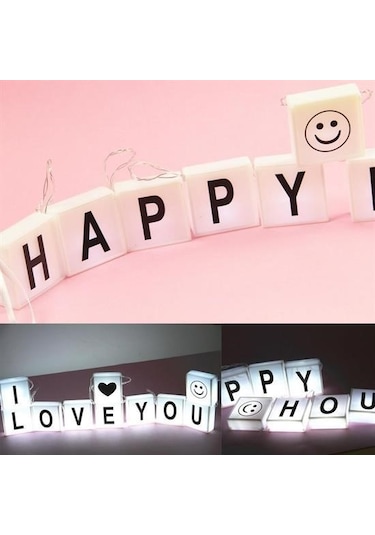Zmc Bilişim 10lu Lightbox Işıklı Harf Mesaj Panosu Dekoratif Harf Işık Zinciri