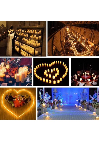 24 Adet Simülasyon Alevsiz Çay Mumları Led Mum Işıkları Düğün Yıldönümü İçin Beyaz