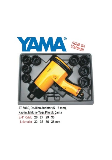 Yama At-5060k Havalı Somun Sıkma Lokmalı Set 3/4'' 13 Parça