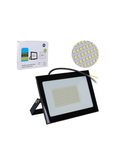 Powermaster Pm-22572 100 Watt - 220 Volt 6500k Ip66 150 Işık Açısı Siyah Slim Kasa Beyaz Led Projektör Beyaz