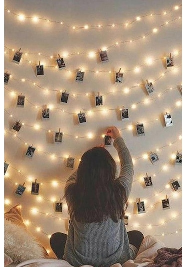 Peri Led Işık 10 Metre (Sarı) Pilli + 50 Adet Küçük Mandal Sarı