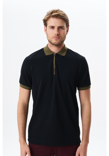 Arma Erkek Regular Fit Basic % 100 Pamuk Pike Fermuarlı Polo Yaka Tişört Y29374354302 Siyah